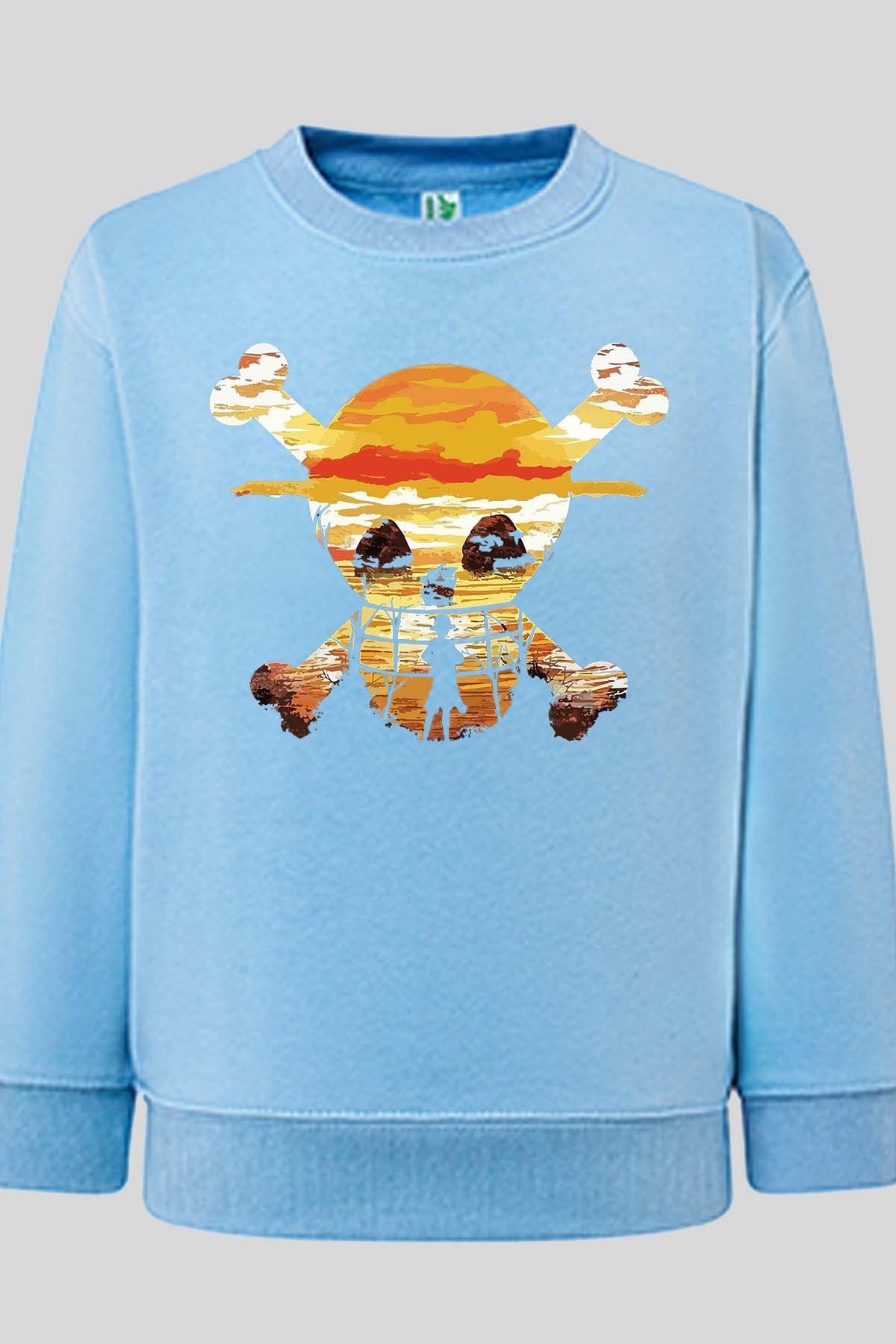 COULEUR:Bleu Ciel|Sweat Col Rond Garçon | one piec horizon tee noir Bleu Ciel