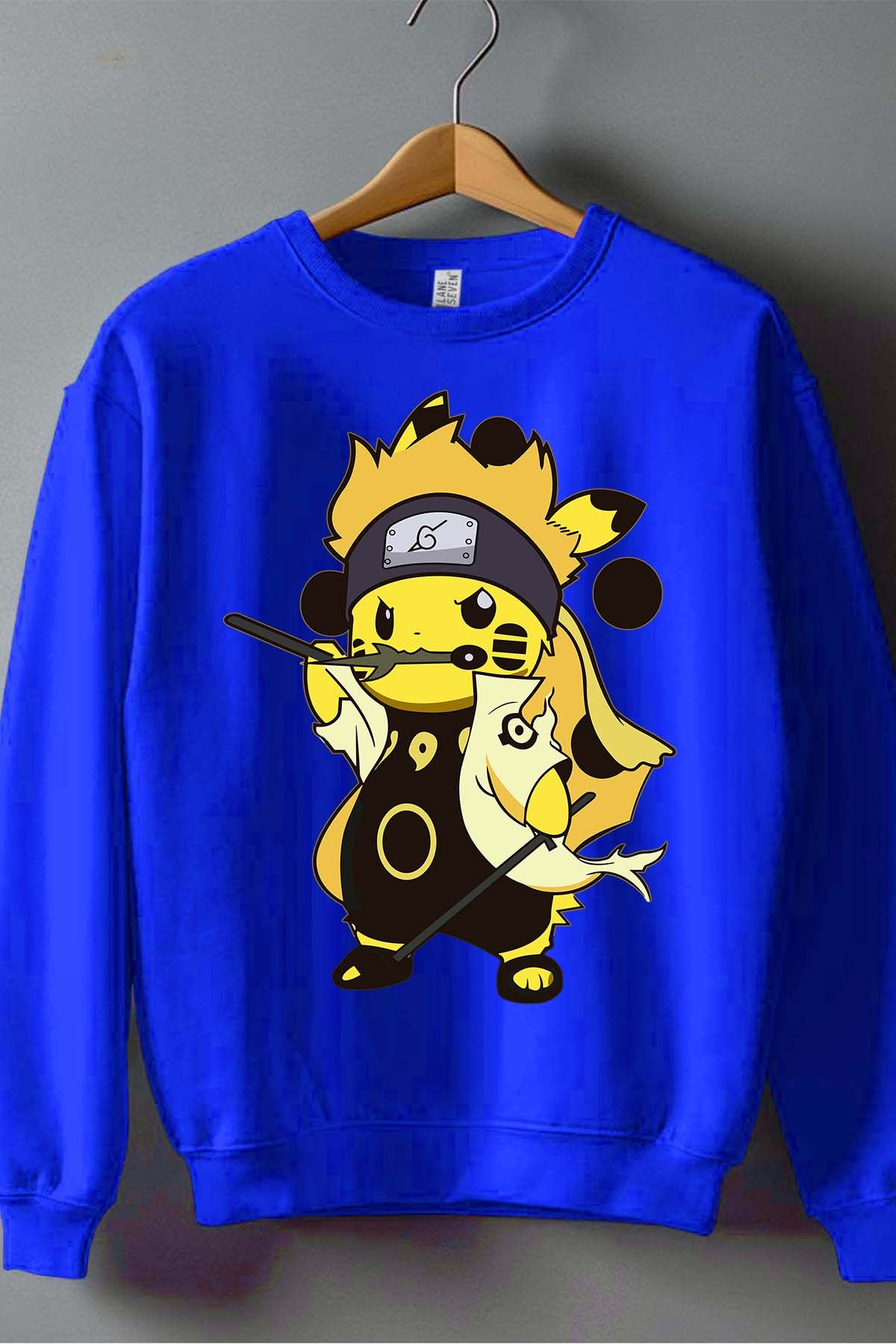 COULEUR:Bleu Roi|Sweat Col Rond Garçon | pikaNaru Bleu Roi