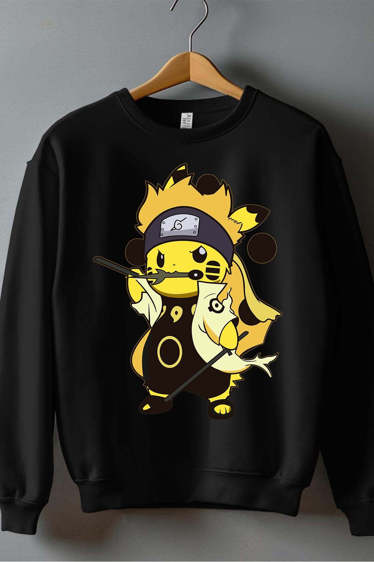 COULEUR:Noir|Sweat Col Rond Garçon | pikaNaru Noir