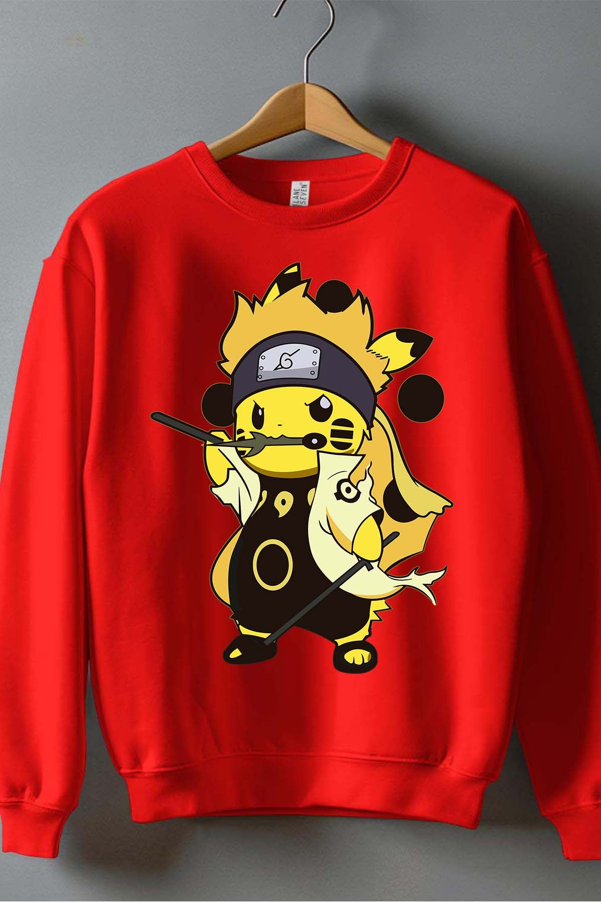 COULEUR:Rouge|Sweat Col Rond Garçon | pikaNaru Rouge