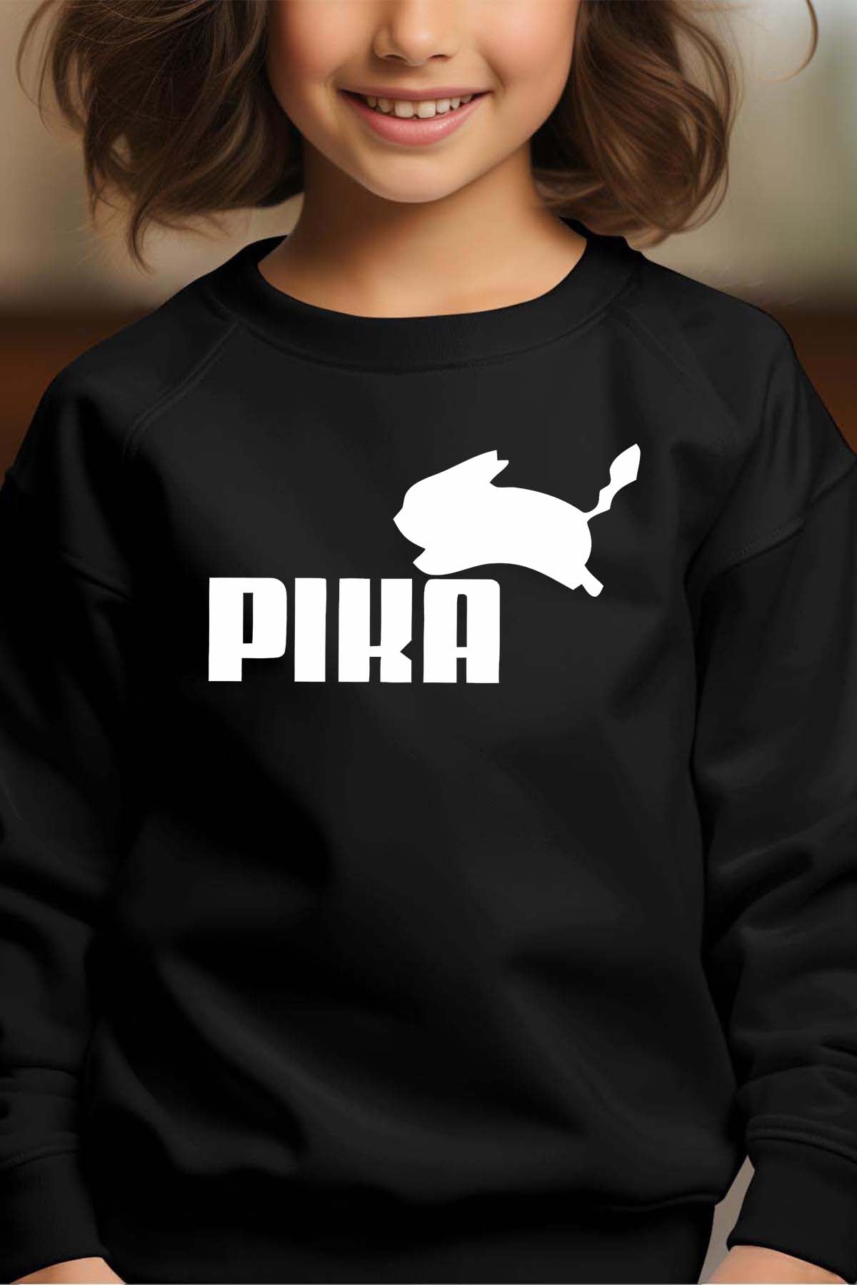 COULEUR:Noir|Sweat Col Rond Fille | pika Noir