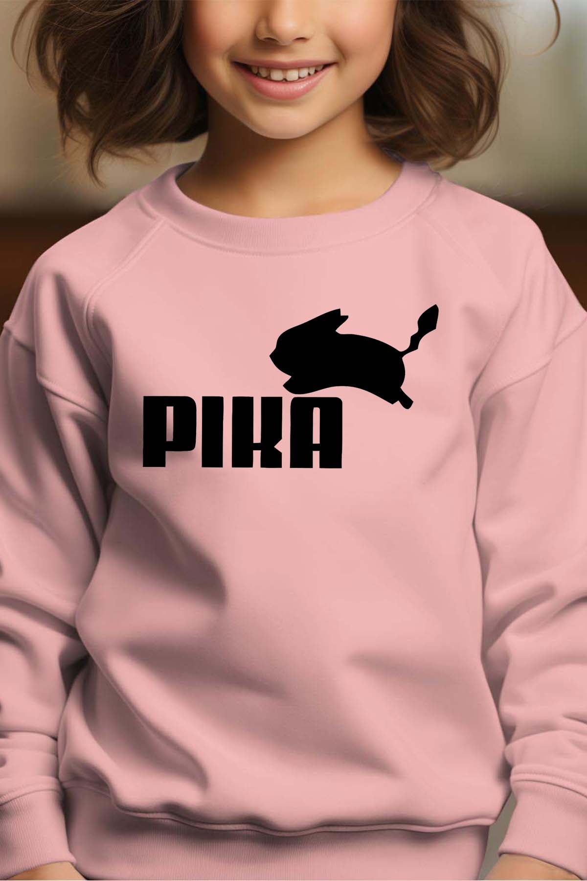 COULEUR:Rose|Sweat Col Rond Fille | pika Rose