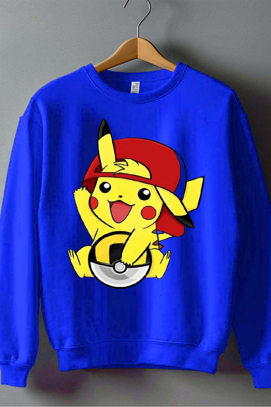 COULEUR:Bleu Roi|Sweat Col Rond Garçon | pika Ksket Bleu Roi