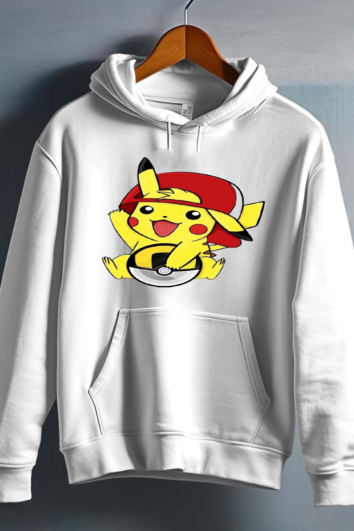 COULEUR:Blanc|Sweat Capuche Fille | pika Ksket Blanc