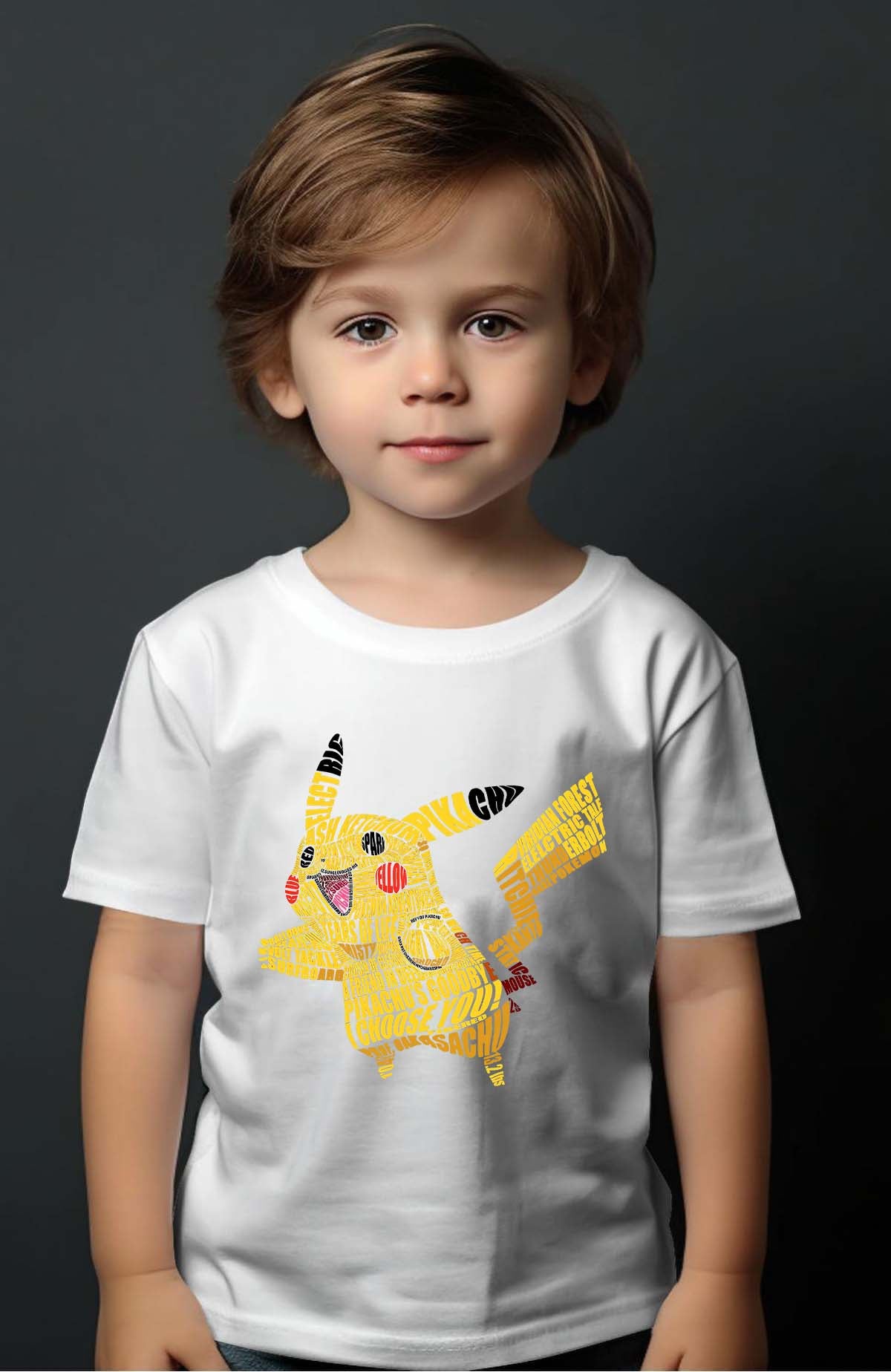 COULEUR:Blanc|T-shirt Garçon | pika TXT Blanc