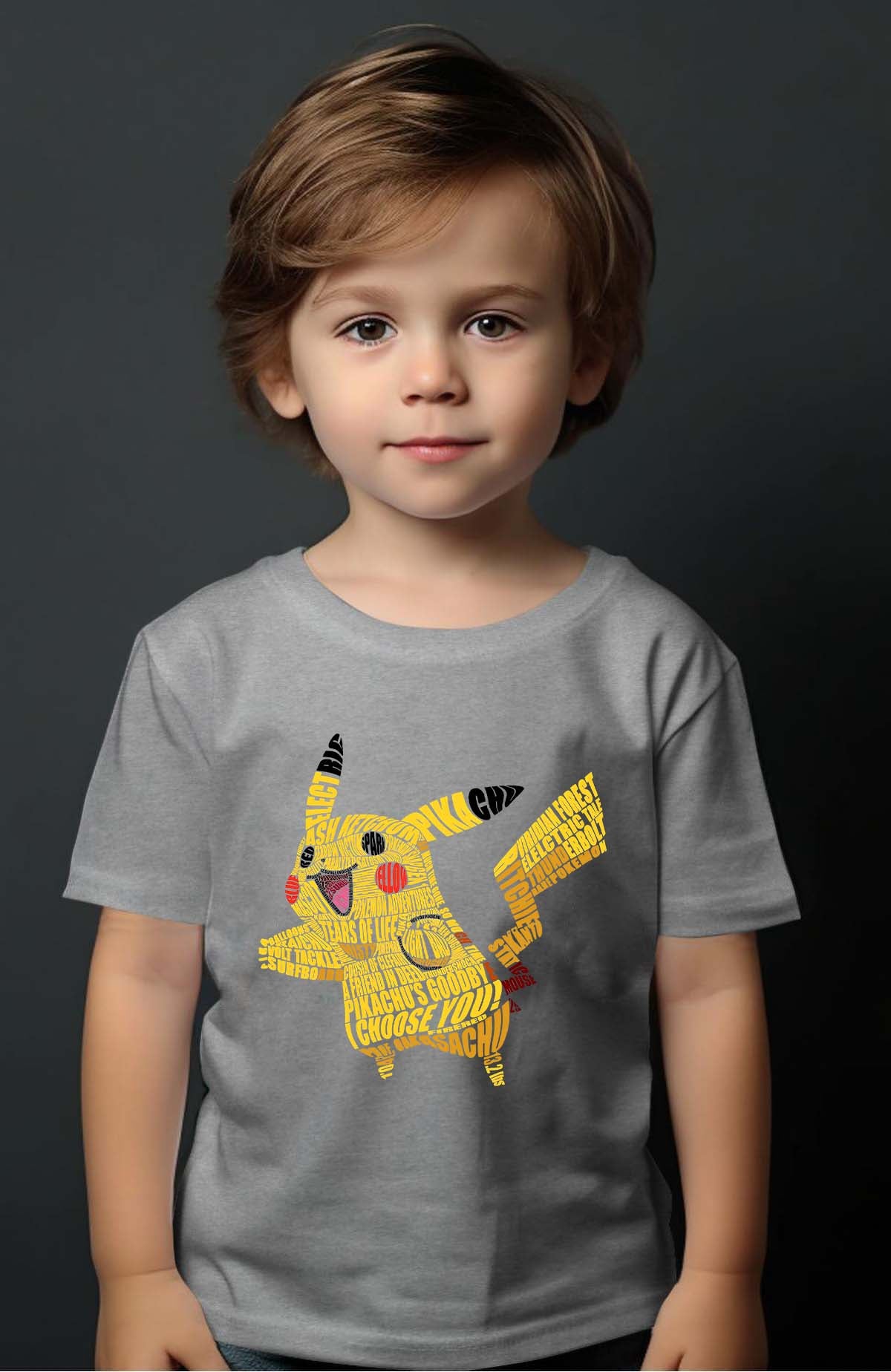 COULEUR:Gris|T-shirt Garçon | pika TXT Gris