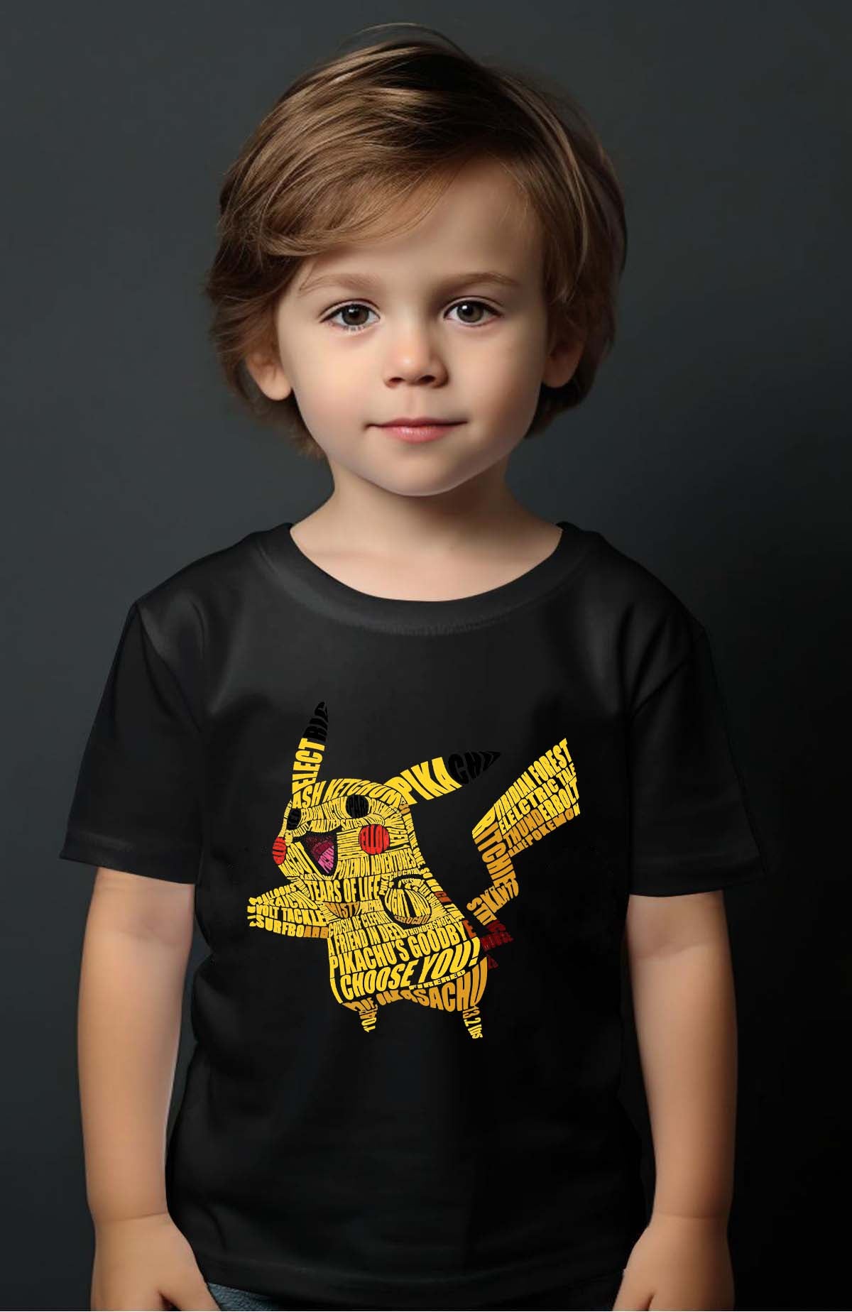 COULEUR:Noir|T-shirt Garçon | pika TXT Noir