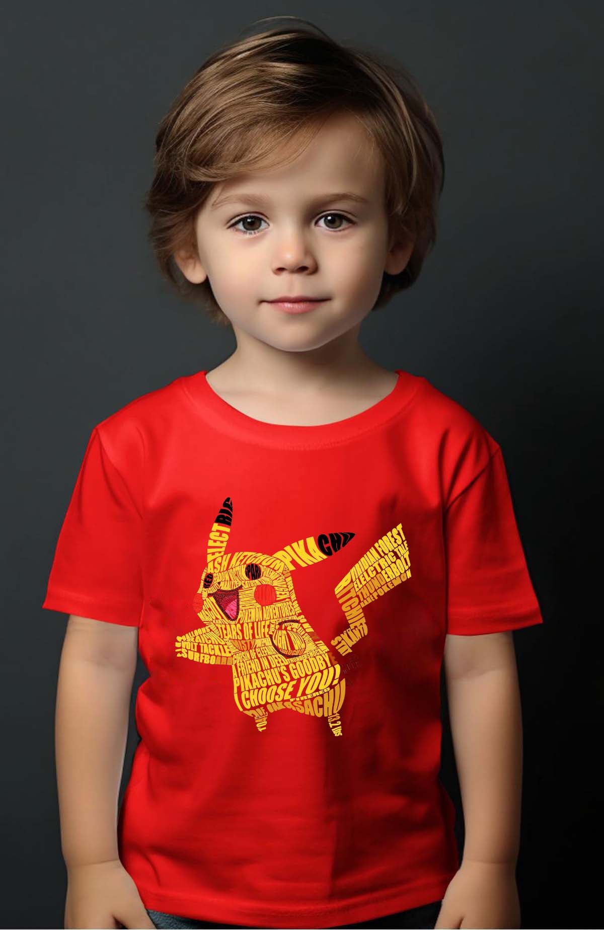 COULEUR:Rouge|T-shirt Garçon | pika TXT Rouge