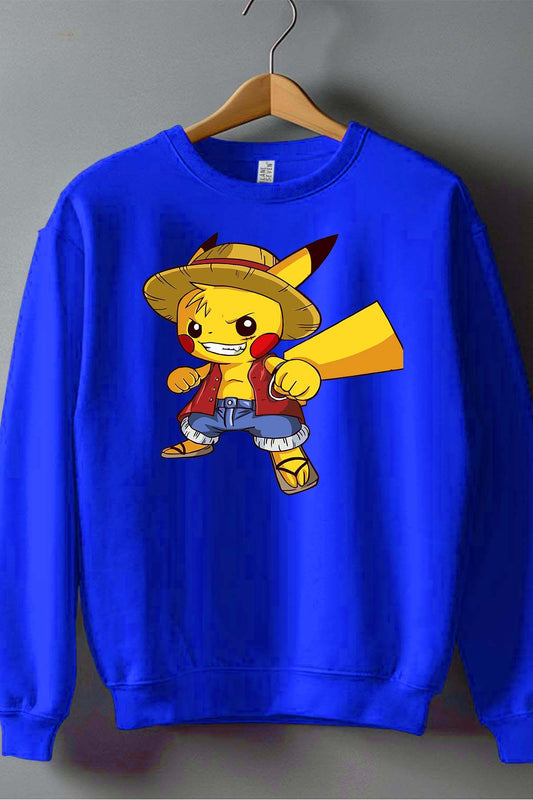 COULEUR:Bleu Roi|Sweat Col Rond Homme | pika one piece Bleu Roi