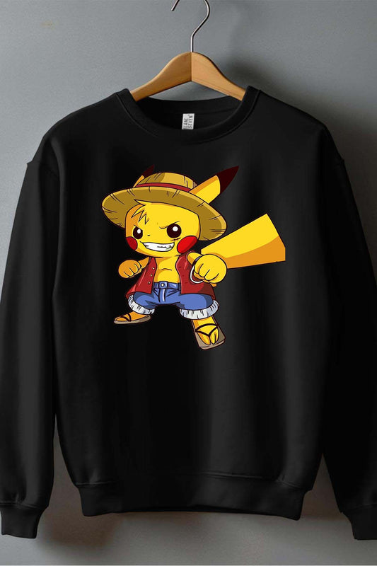 COULEUR:Noir|Sweat Col Rond Homme | pika one piece Noir