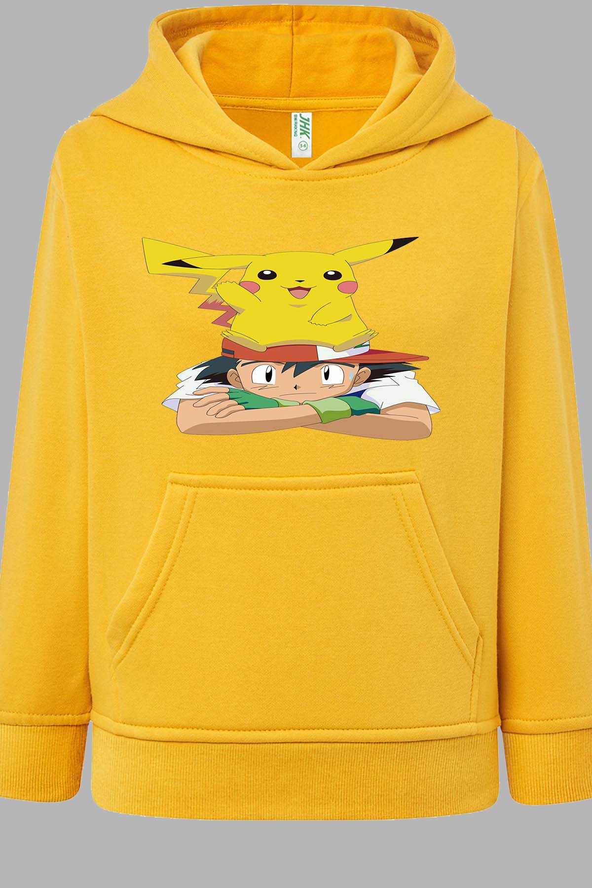 COULEUR:Jaune|Sweat Capuche Fille | pika sur sacha Jaune