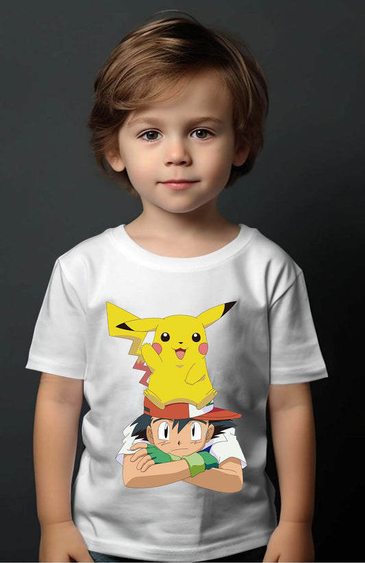 COULEUR:Blanc|T-shirt Garçon | pika sur sacha Blanc