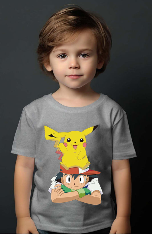 COULEUR:Gris|T-shirt Garçon | pika sur sacha Gris