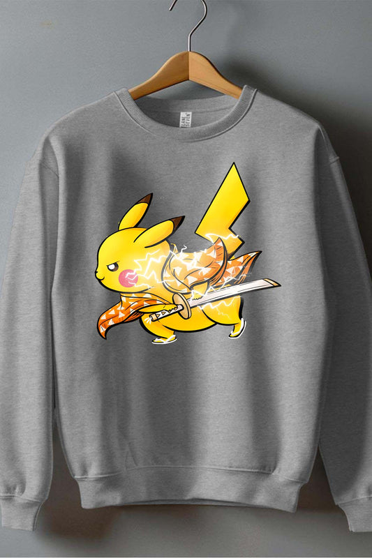 COULEUR:Gris|Sweat Col Rond Garçon | pika warrior Gris