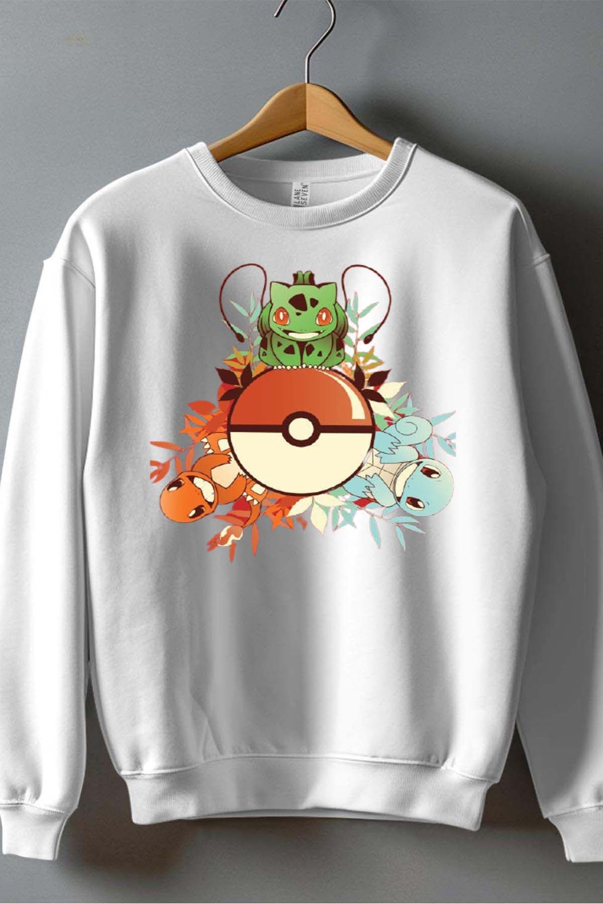 COULEUR:Blanc|Sweat Col Rond Garçon | poke 3perso Blanc