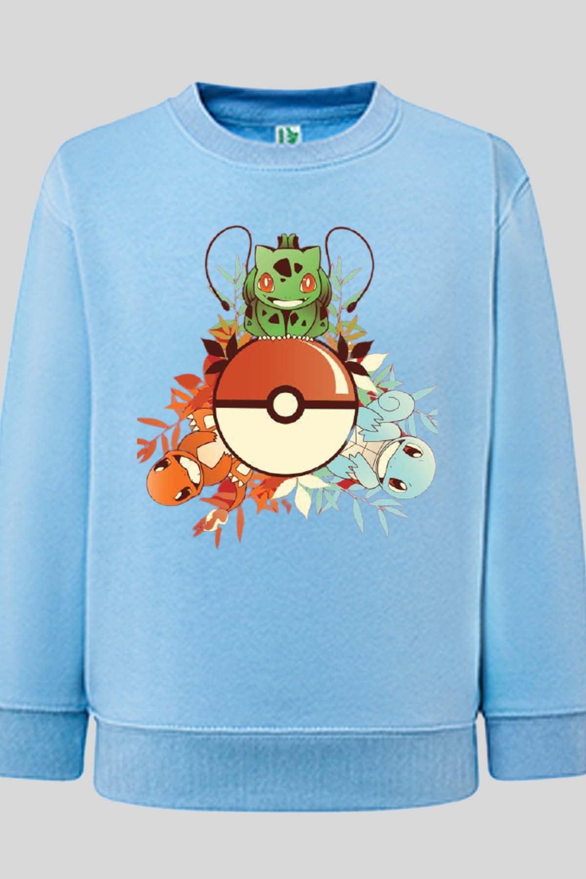 COULEUR:Bleu Ciel|Sweat Col Rond Garçon | poke 3perso Bleu Ciel