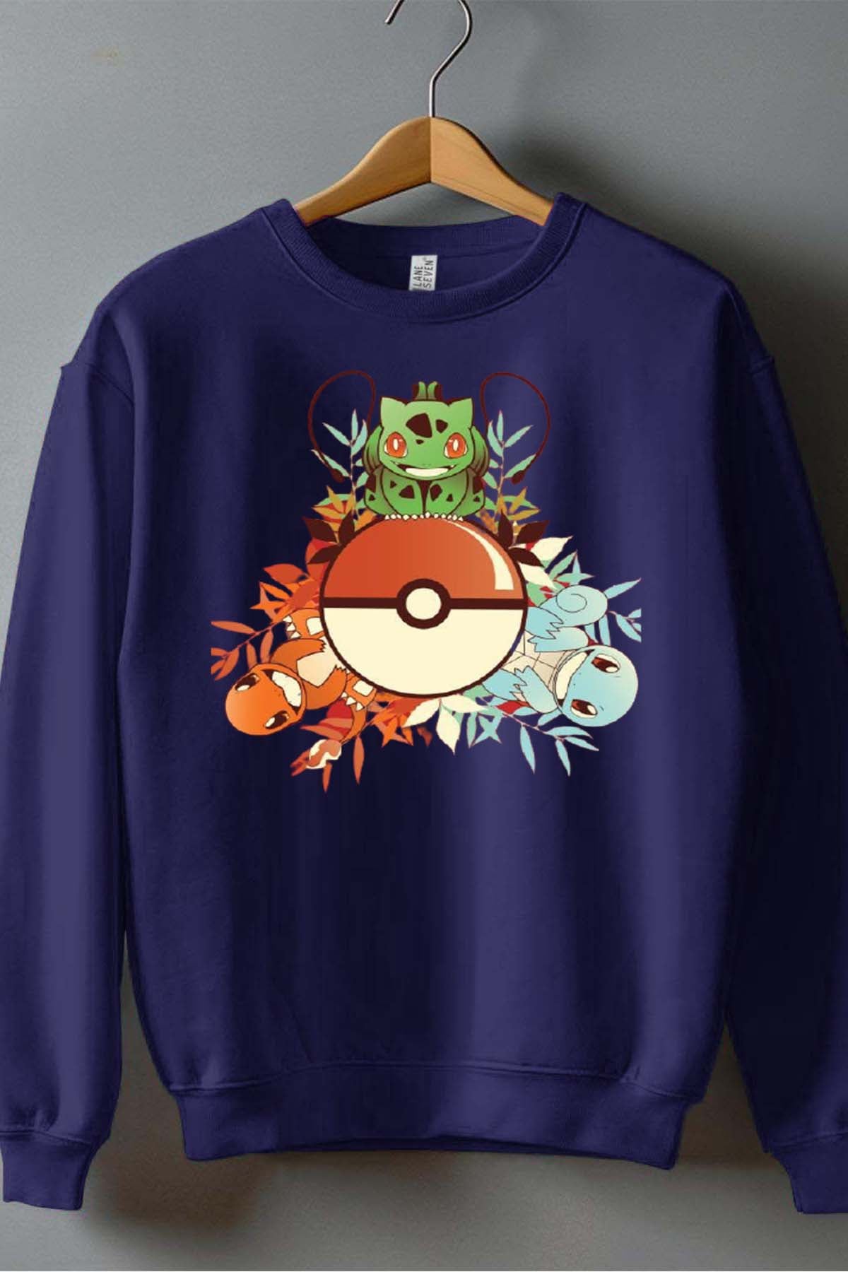 COULEUR:Marine|Sweat Col Rond Garçon | poke 3perso Marine