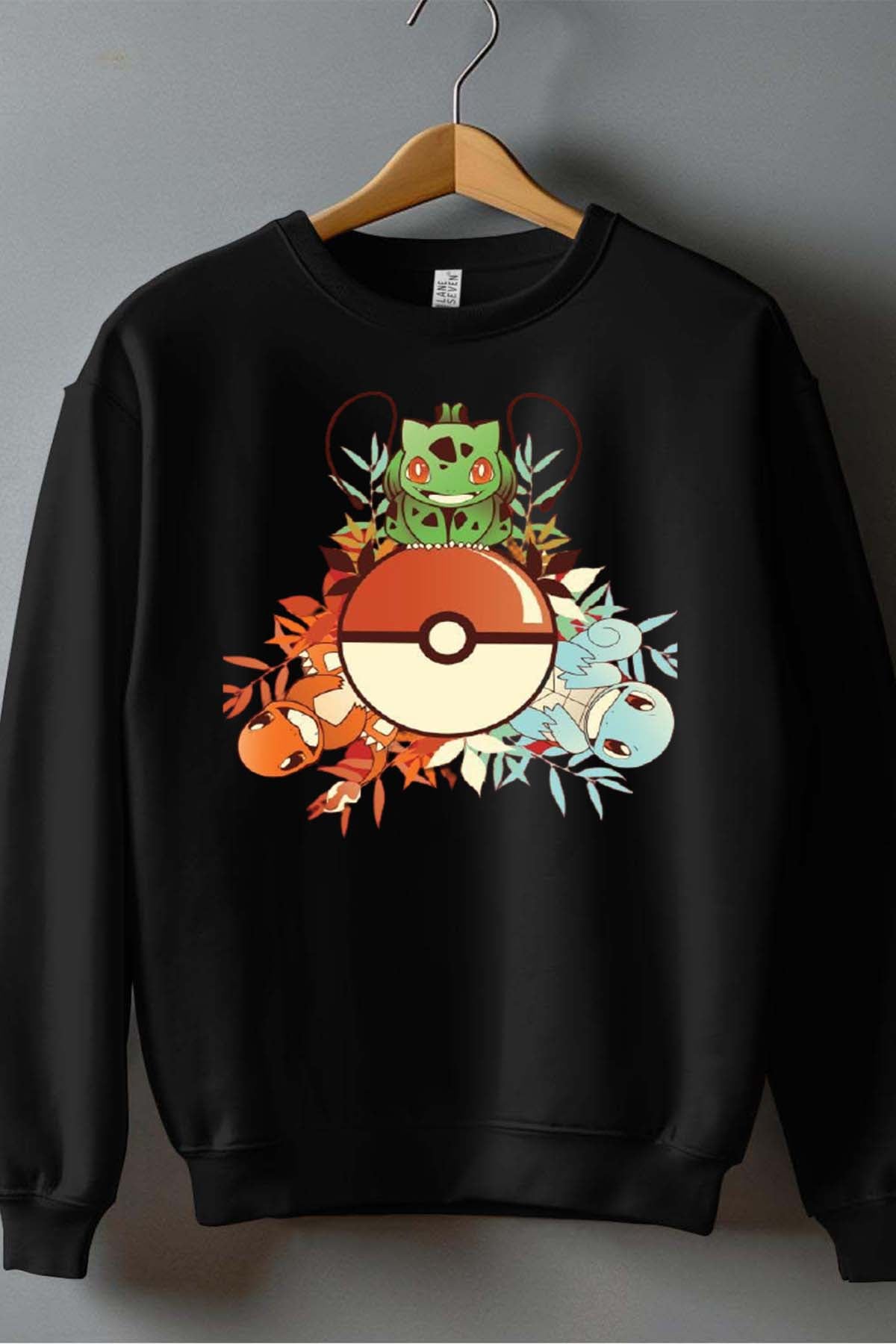 COULEUR:Noir|Sweat Col Rond Garçon | poke 3perso Noir