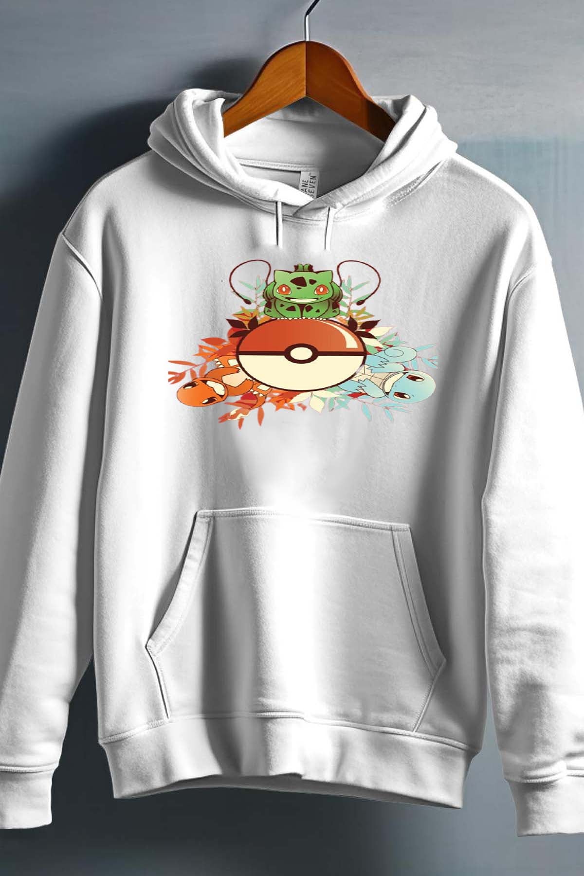 COULEUR:Blanc|Sweat Capuche Fille | poke 3perso Blanc