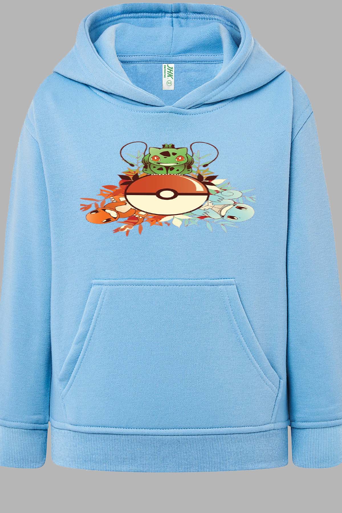 COULEUR:Bleu Ciel|Sweat Capuche Fille | poke 3perso Bleu Ciel