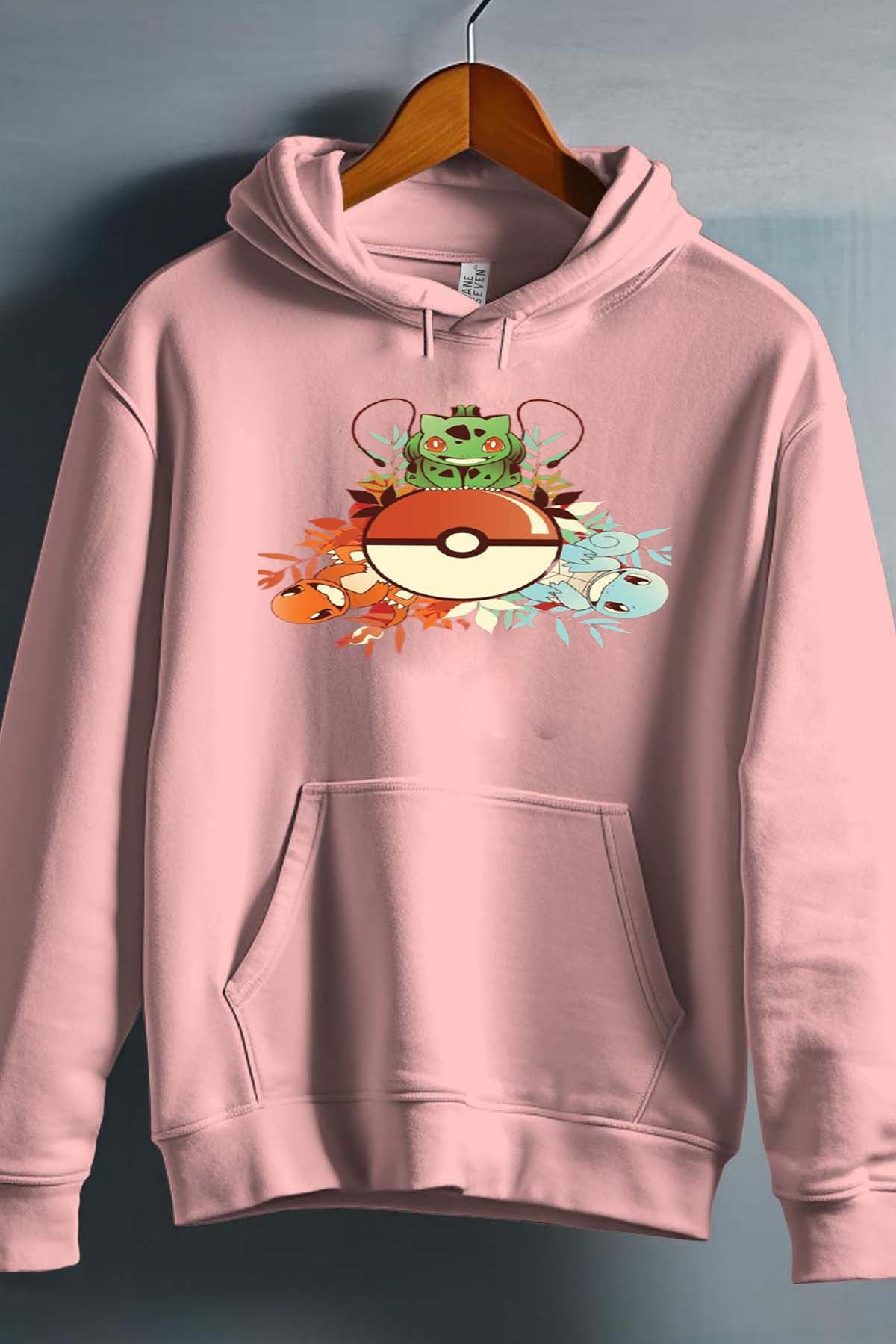 COULEUR:Rose|Sweat Capuche Fille | poke 3perso Rose