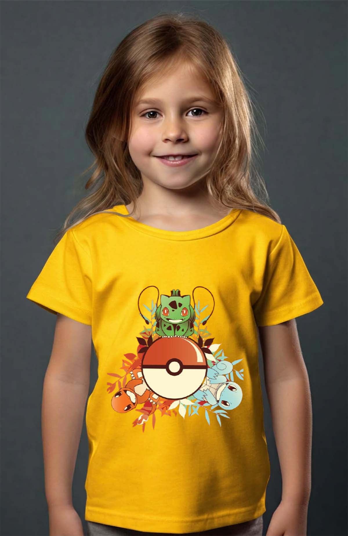 COULEUR:Jaune|T-shirt Fille | poke 3perso Jaune
