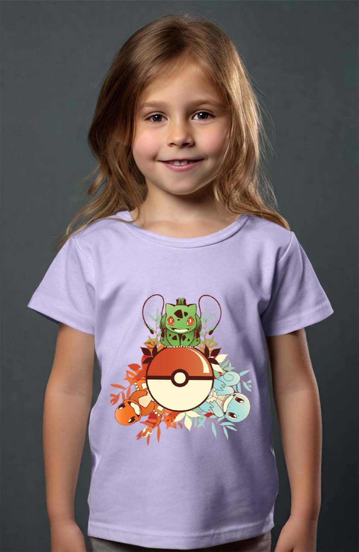COULEUR:Violet|T-shirt Fille | poke 3perso Violet