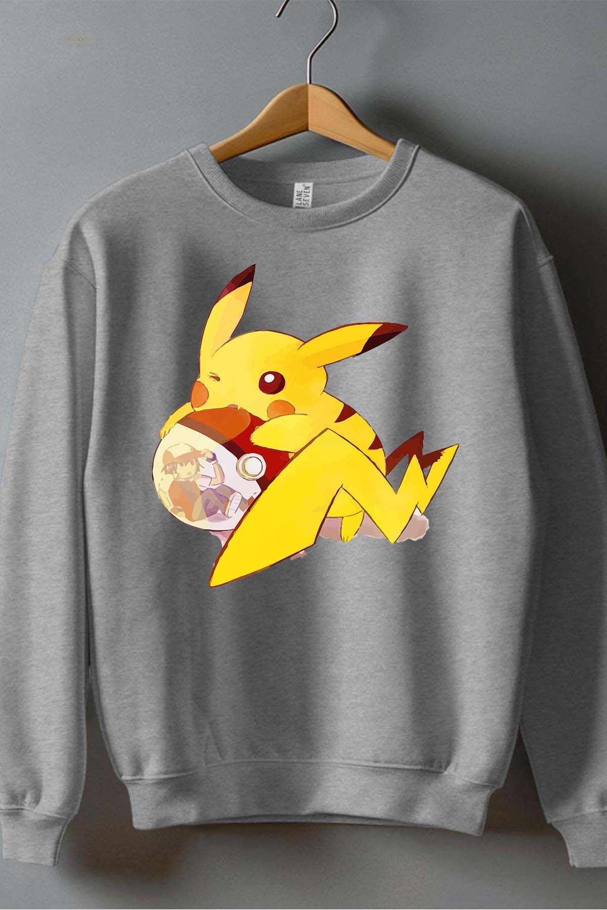 COULEUR:Gris|Sweat Col Rond Garçon | pokeball sacha pika Gris