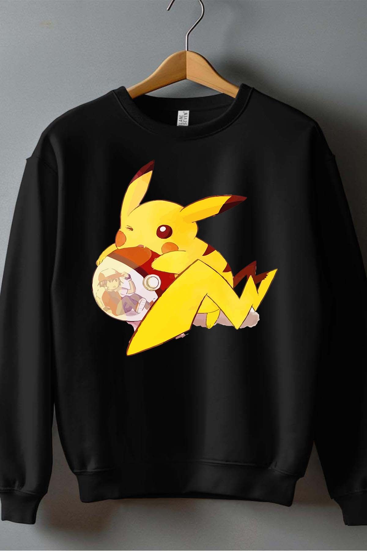 COULEUR:Noir|Sweat Col Rond Garçon | pokeball sacha pika Noir