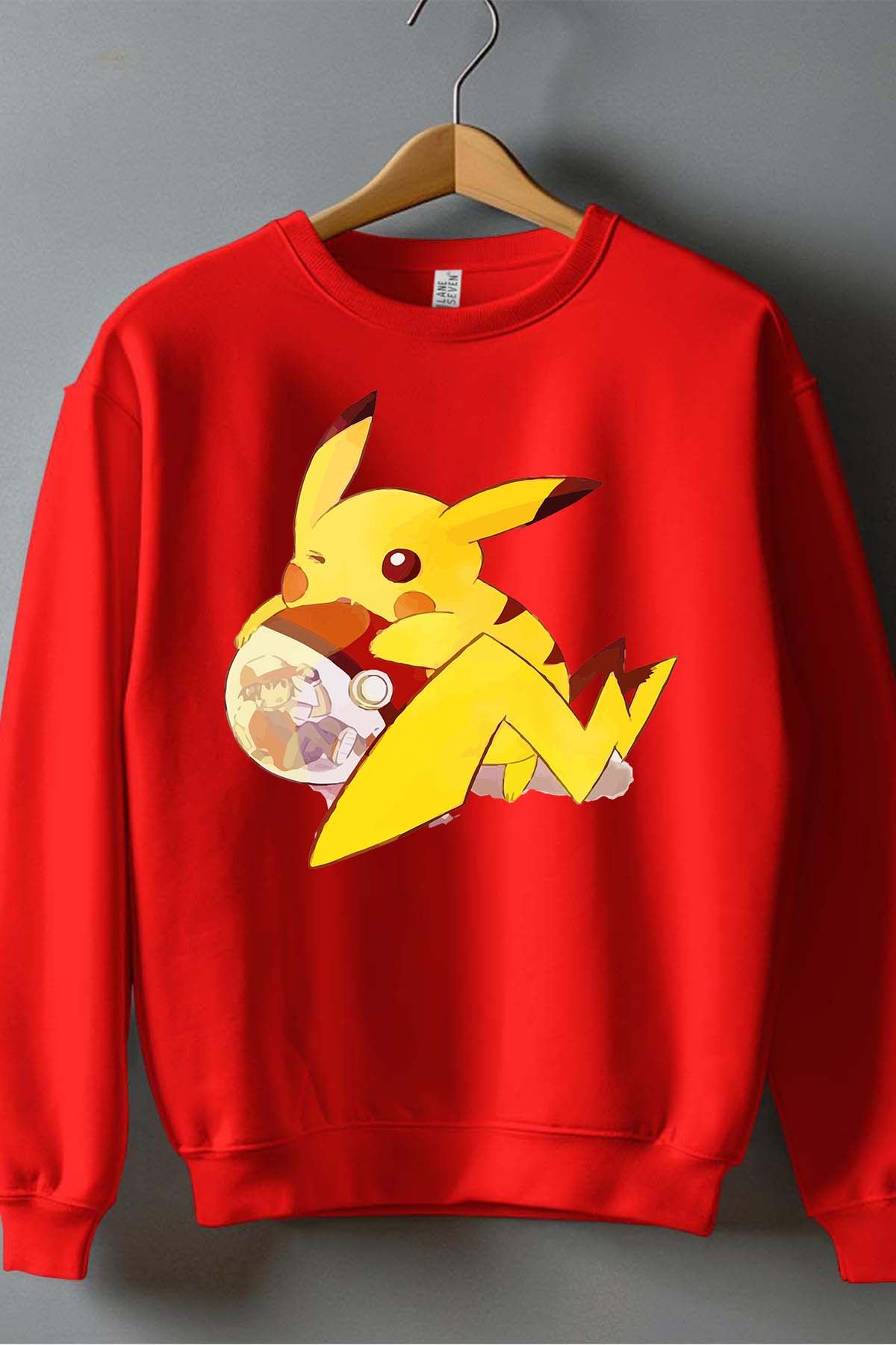 COULEUR:Rouge|Sweat Col Rond Garçon | pokeball sacha pika Rouge