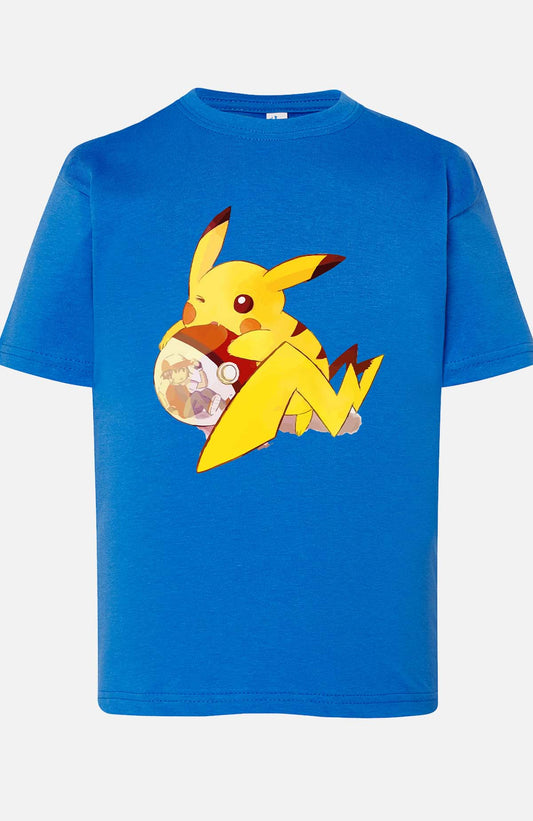 COULEUR:Bleu Roi|T-shirt Garçon | pokeball sacha pika Bleu Roi