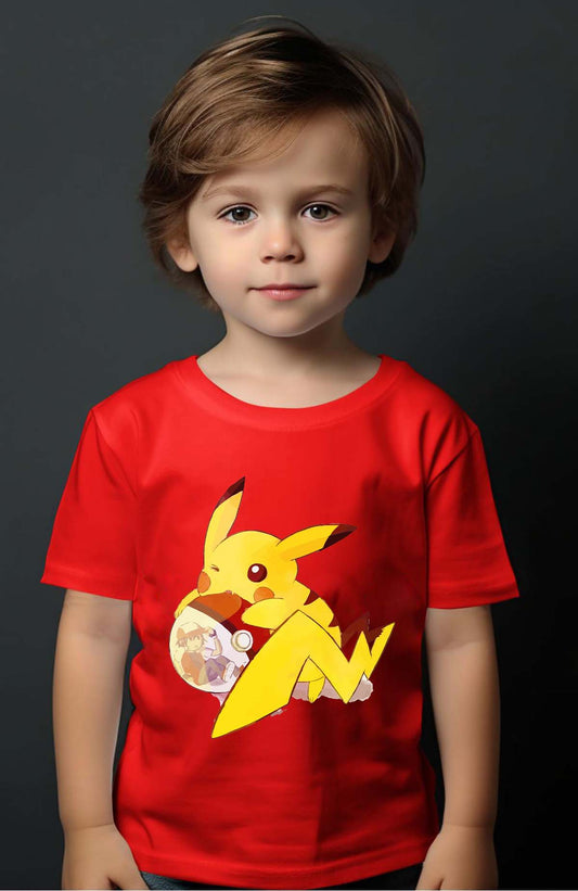 COULEUR:Rouge|T-shirt Garçon | pokeball sacha pika Rouge