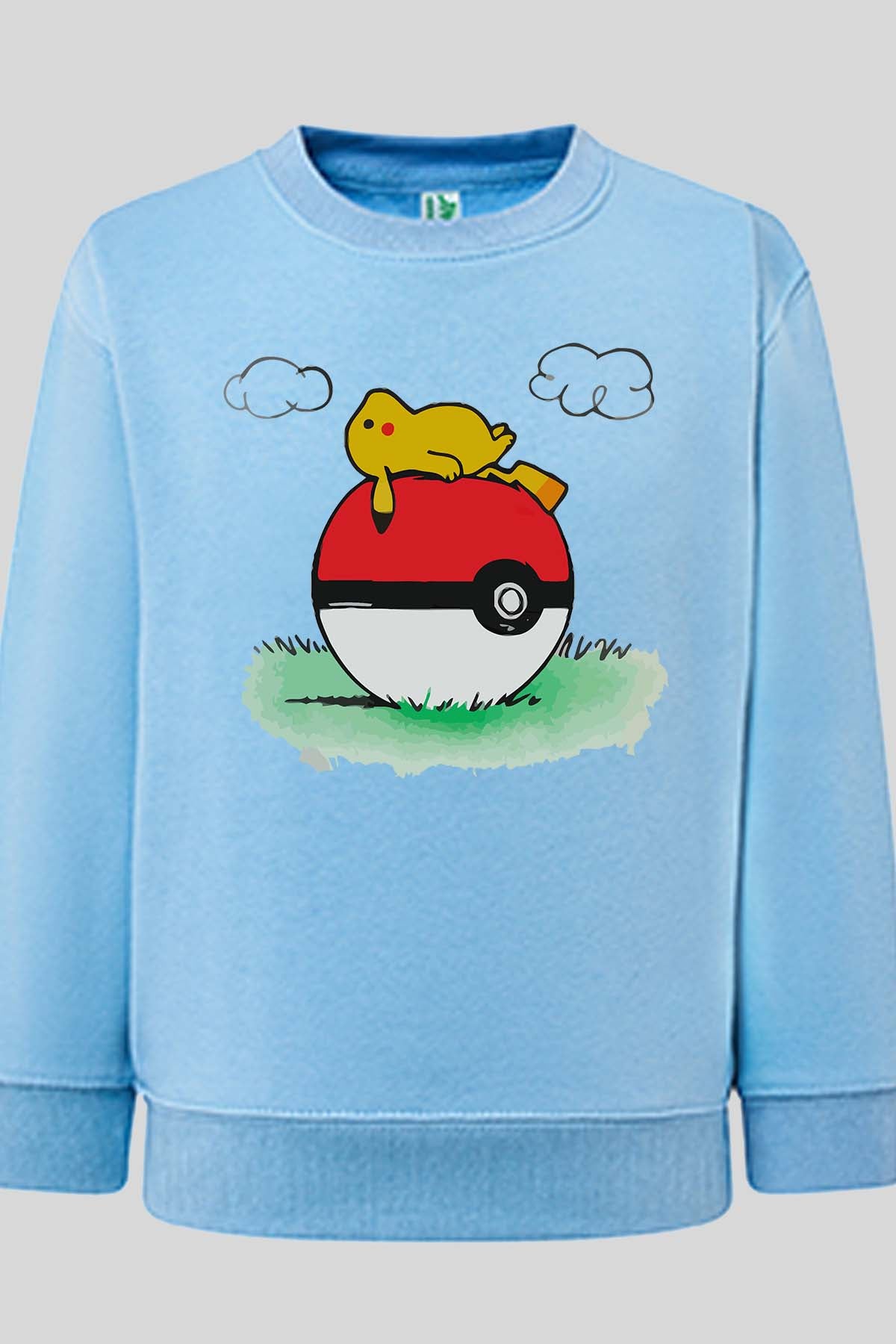 COULEUR:Bleu Ciel|Sweat Col Rond Garçon | pokehouse Bleu Ciel