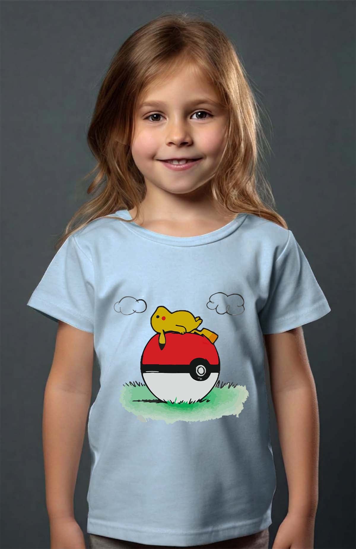COULEUR:Bleu Ciel|T-shirt Fille | pokehouse Bleu Ciel