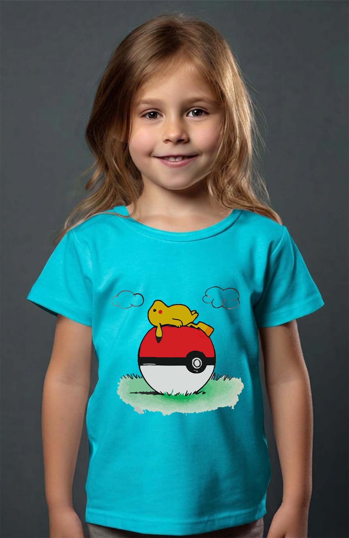 COULEUR:Turquoise|T-shirt Fille | pokehouse Turquoise
