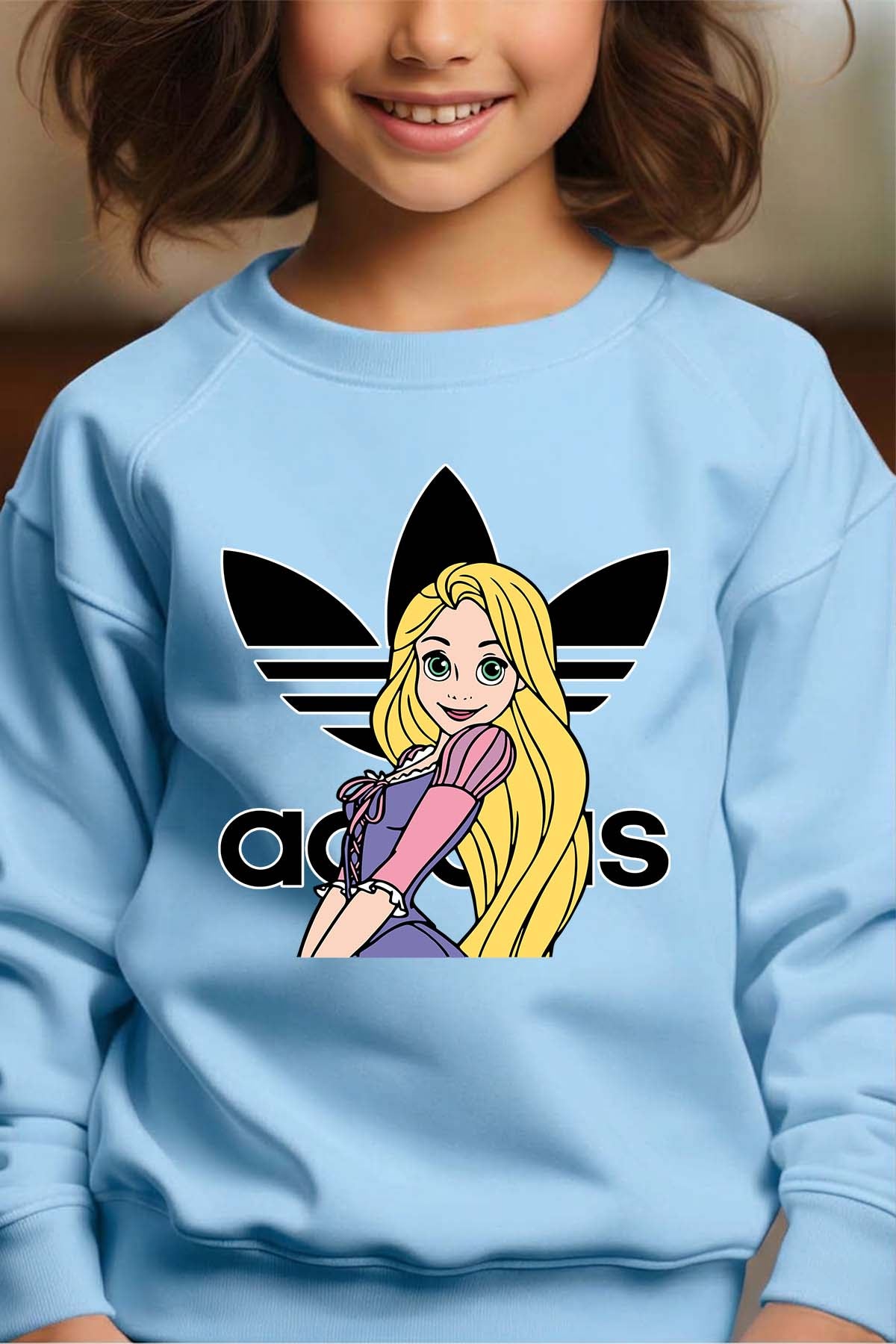COULEUR:Bleu Ciel|Sweat Col Rond Fille | raiponse adidas Bleu Ciel