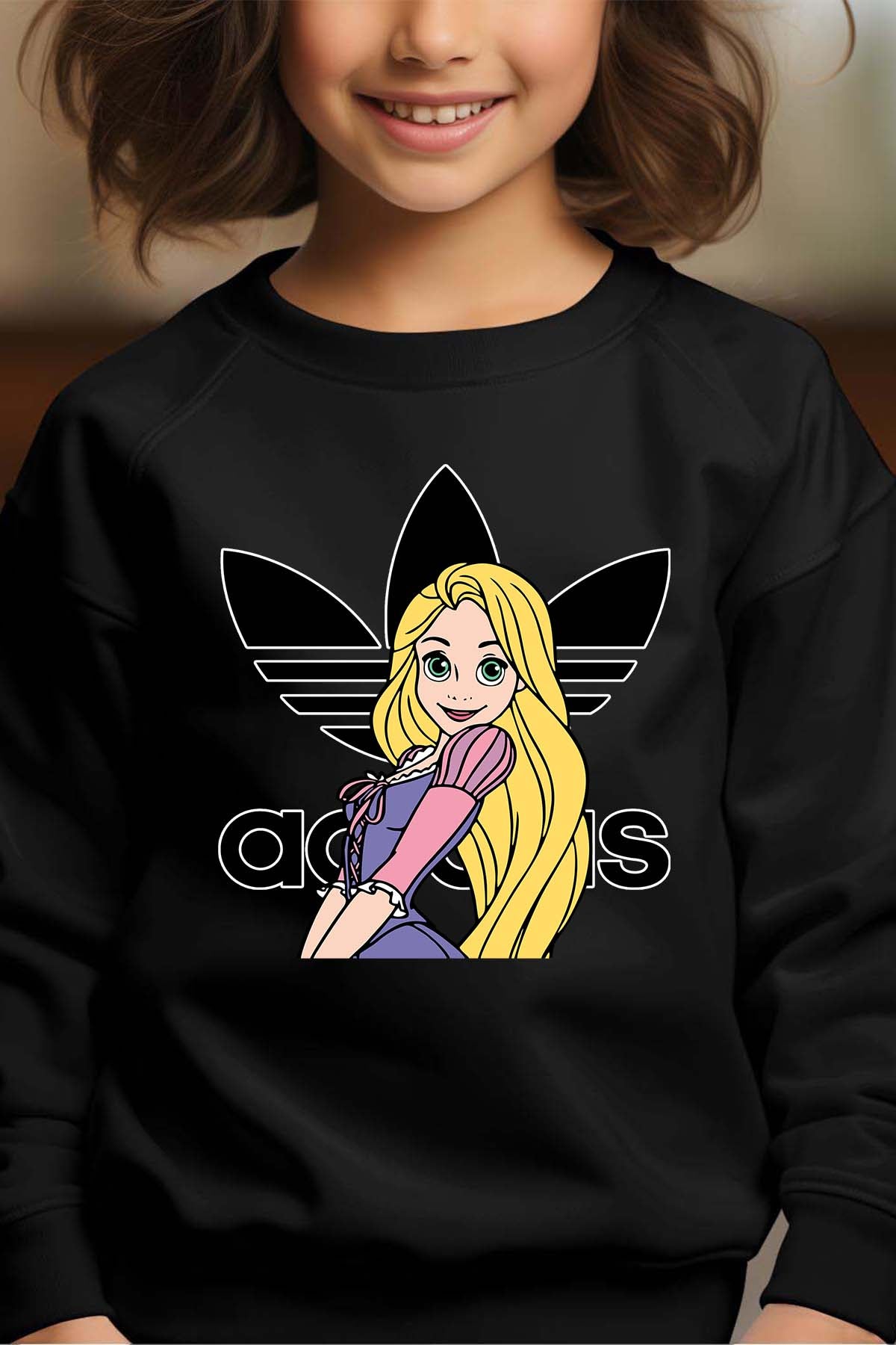 COULEUR:Noir|Sweat Col Rond Fille | raiponse adidas Noir