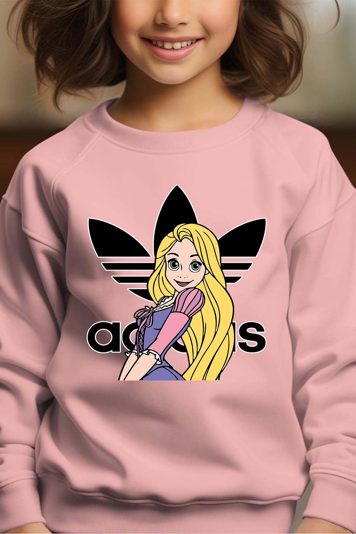 COULEUR:Rose|Sweat Col Rond Fille | raiponse adidas Rose