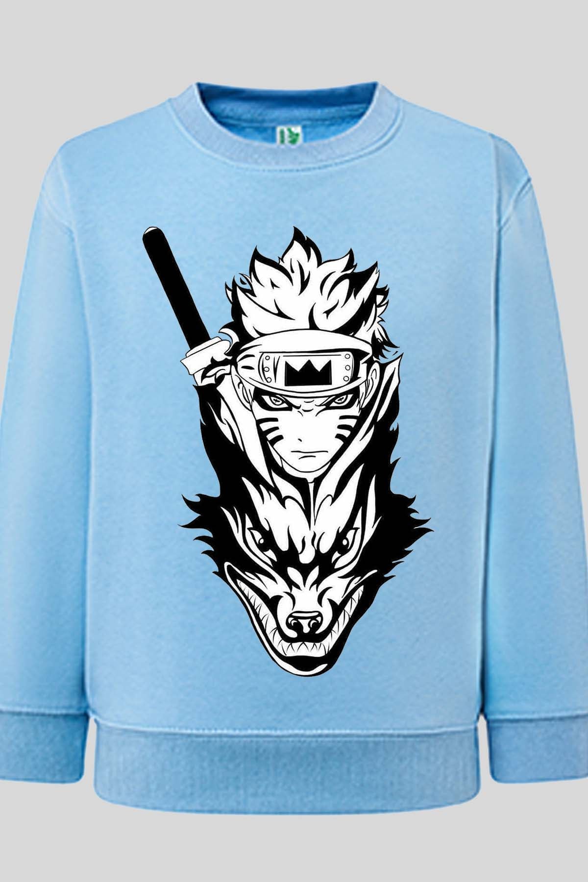 COULEUR:Bleu Ciel|Sweat Col Rond Garçon | renard naruto Bleu Ciel