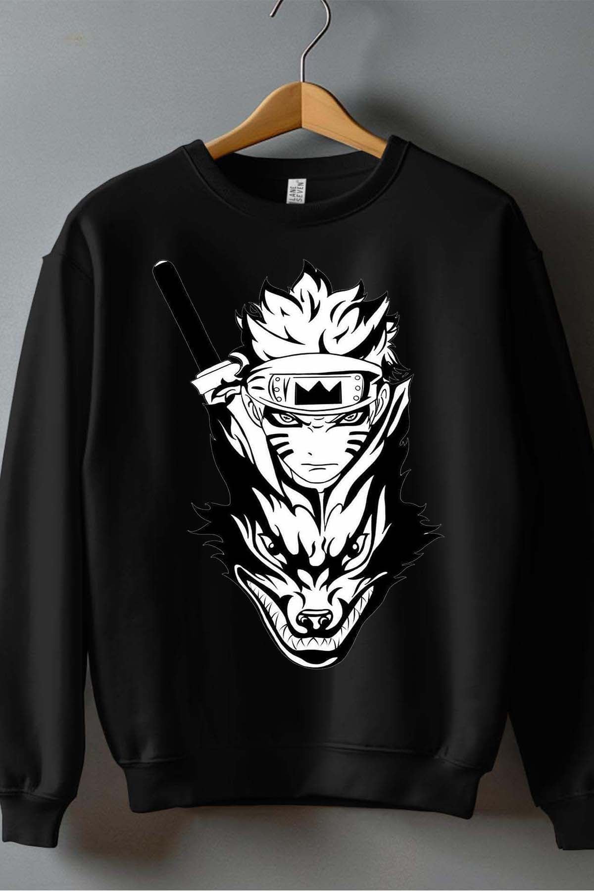 COULEUR:Noir|Sweat Col Rond Garçon | renard naruto Noir