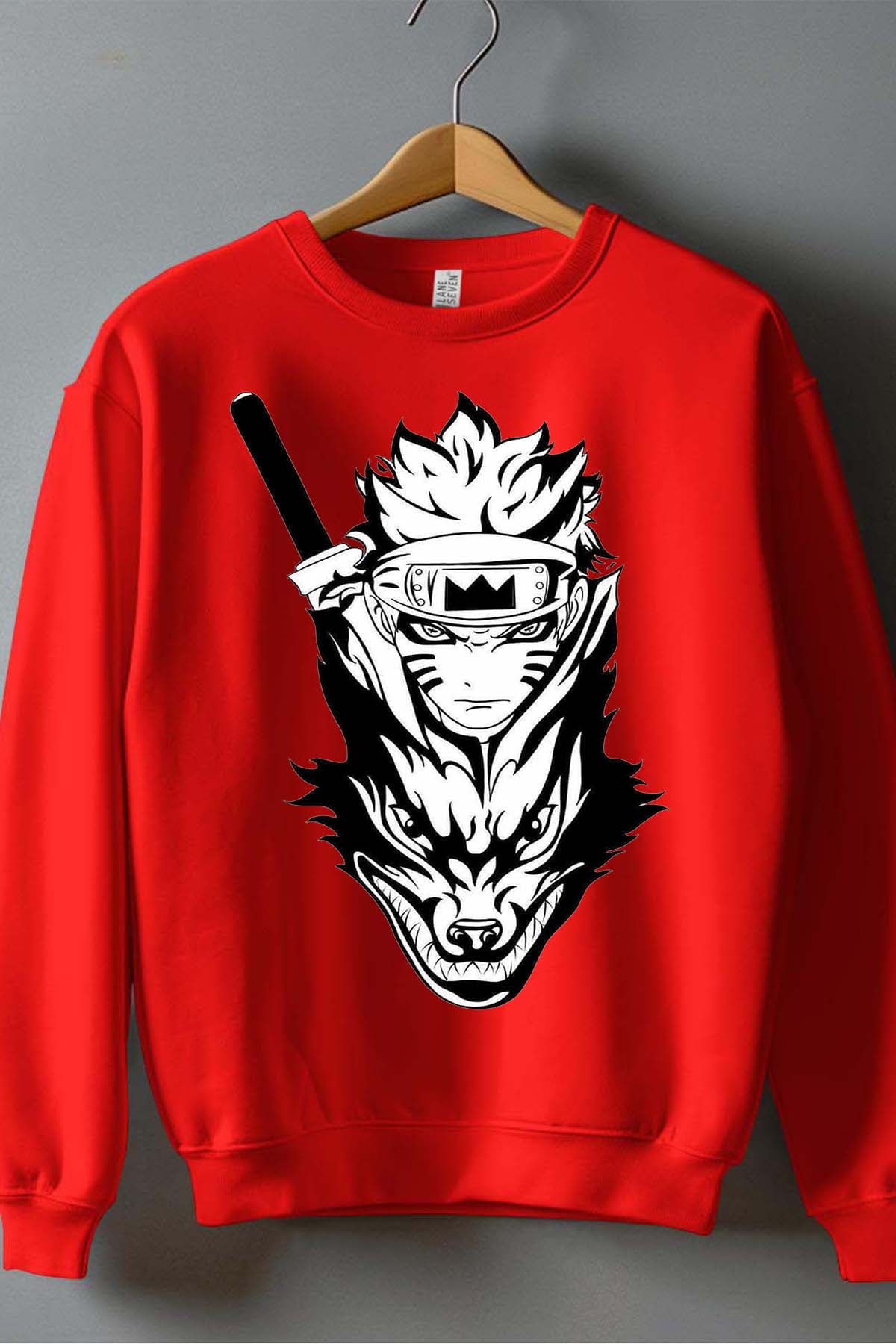 COULEUR:Rouge|Sweat Col Rond Garçon | renard naruto Rouge