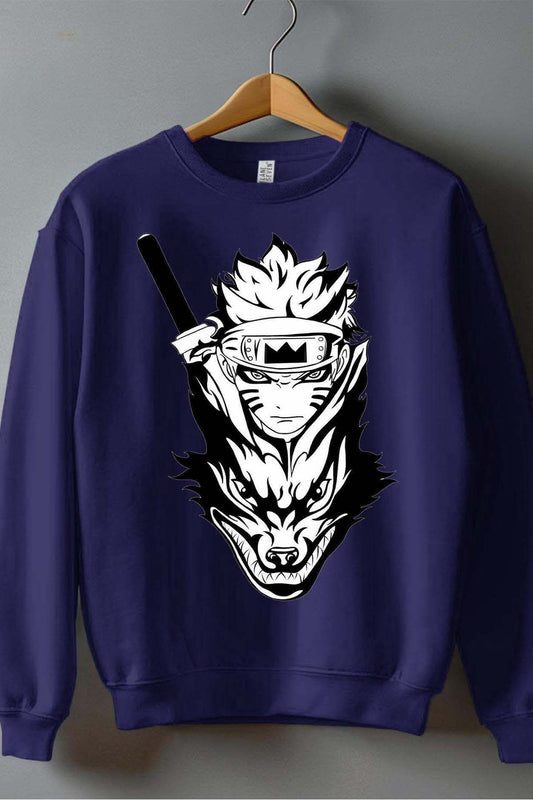 COULEUR:Marine|Sweat Col Rond Homme | renard naruto Marine