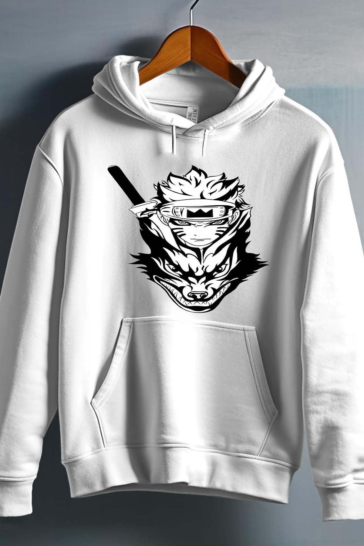 COULEUR:Blanc|Sweat Capuche Garçon | renard naruto Blanc