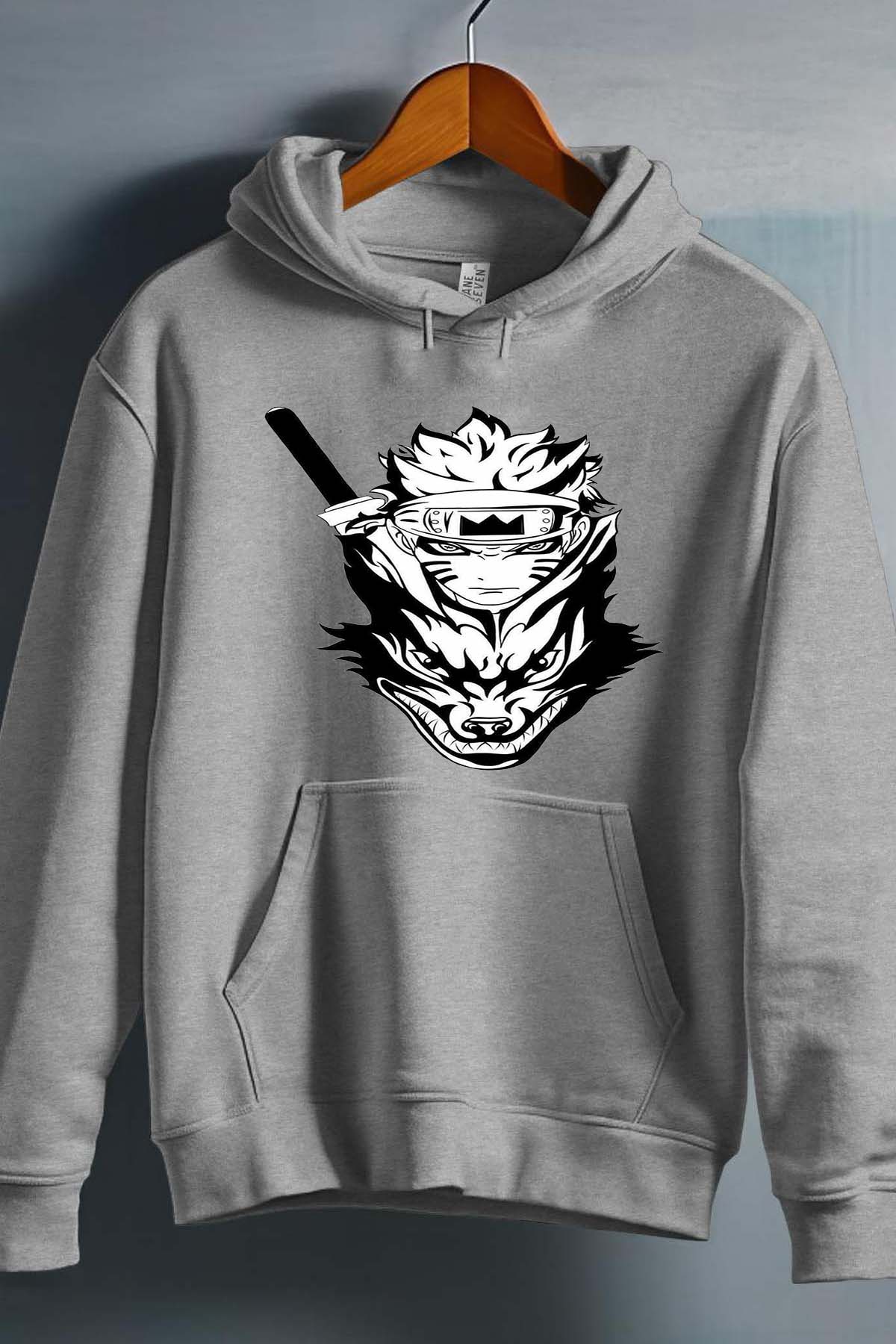COULEUR:Gris|Sweat Capuche Garçon | renard naruto Gris