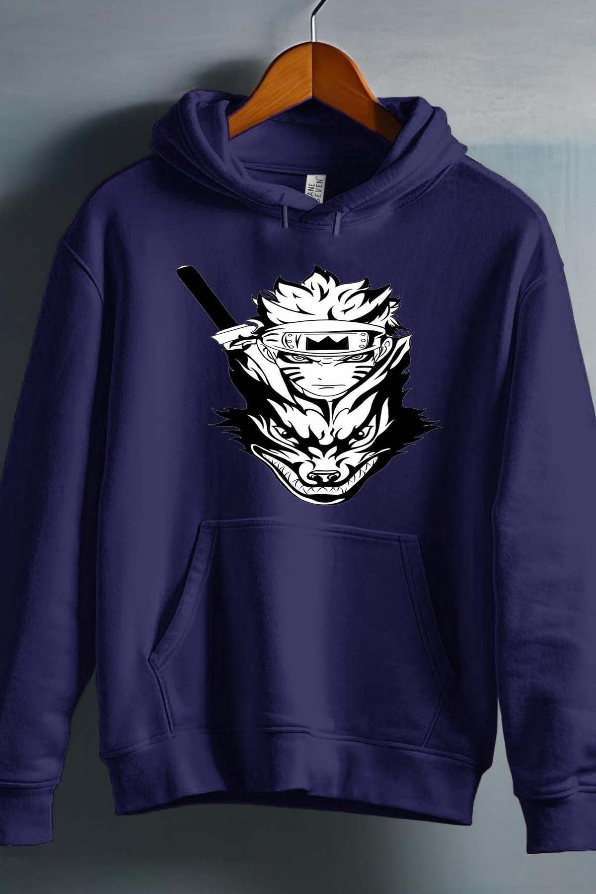 COULEUR:Marine|Sweat Capuche Garçon | renard naruto Marine