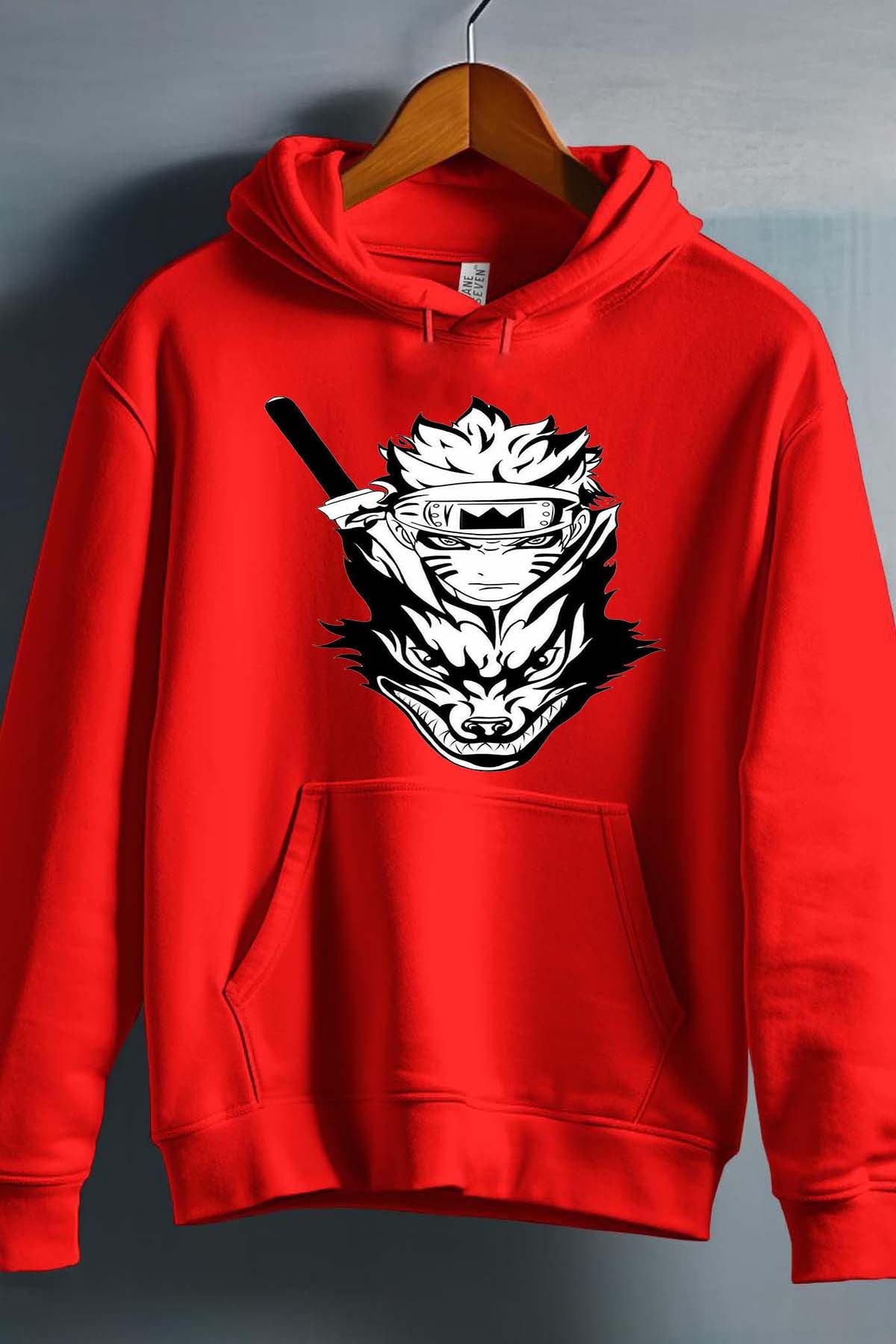 COULEUR:Rouge|Sweat Capuche Garçon | renard naruto Rouge