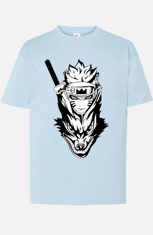 COULEUR:Bleu Ciel|T-shirt Garçon | renard naruto Bleu Ciel
