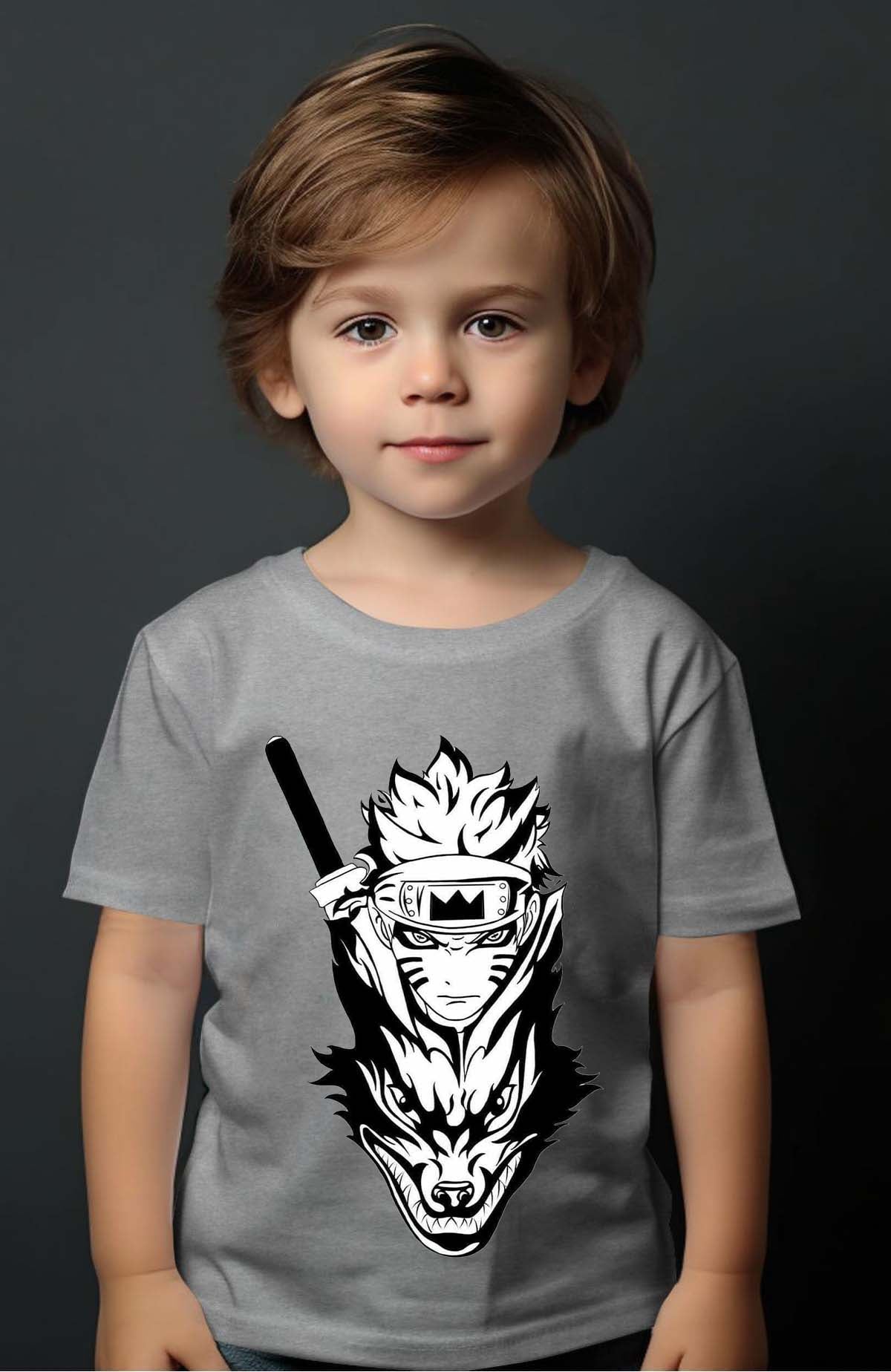 COULEUR:Gris|T-shirt Garçon | renard naruto Gris