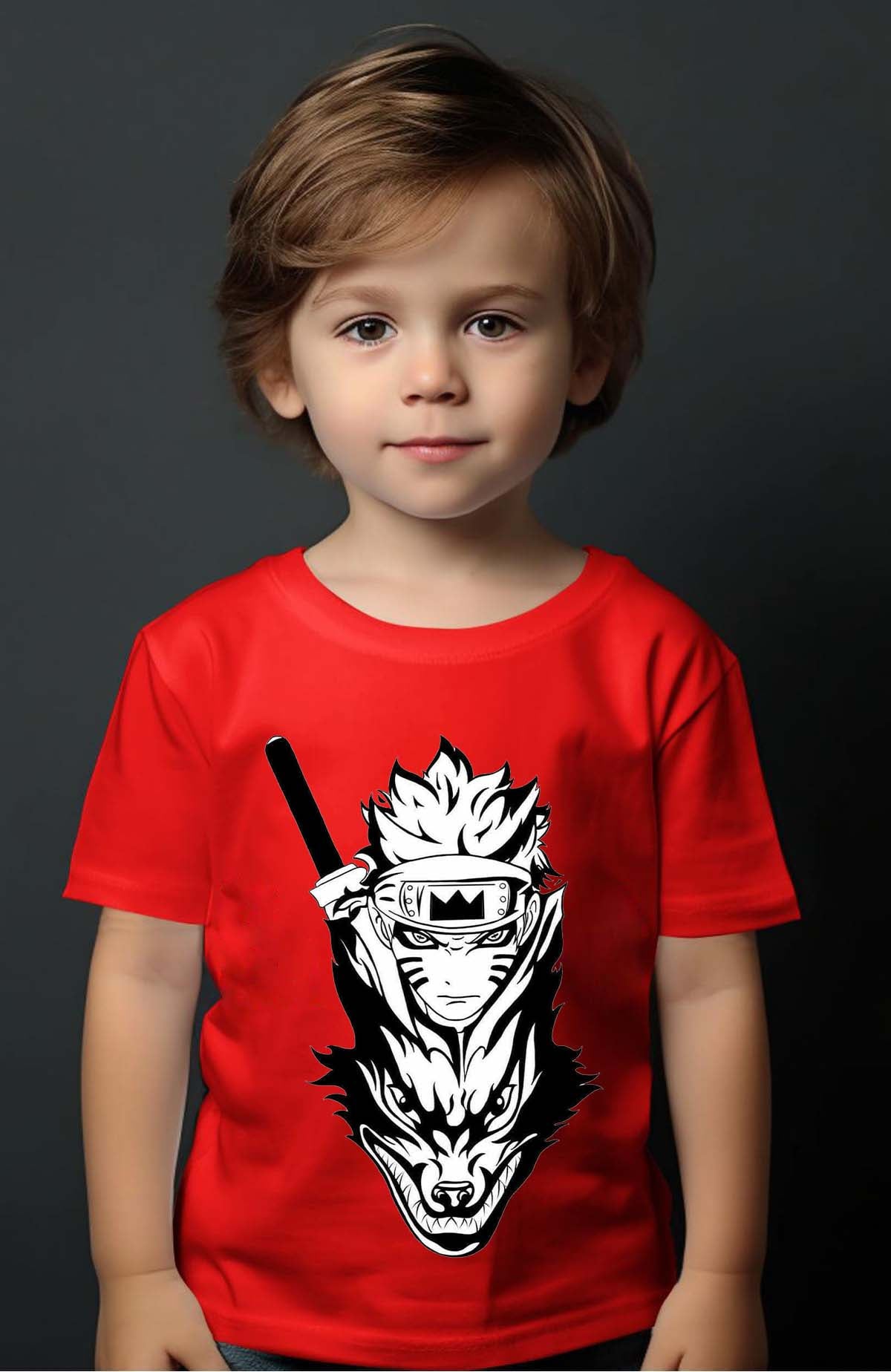 COULEUR:Rouge|T-shirt Garçon | renard naruto Rouge