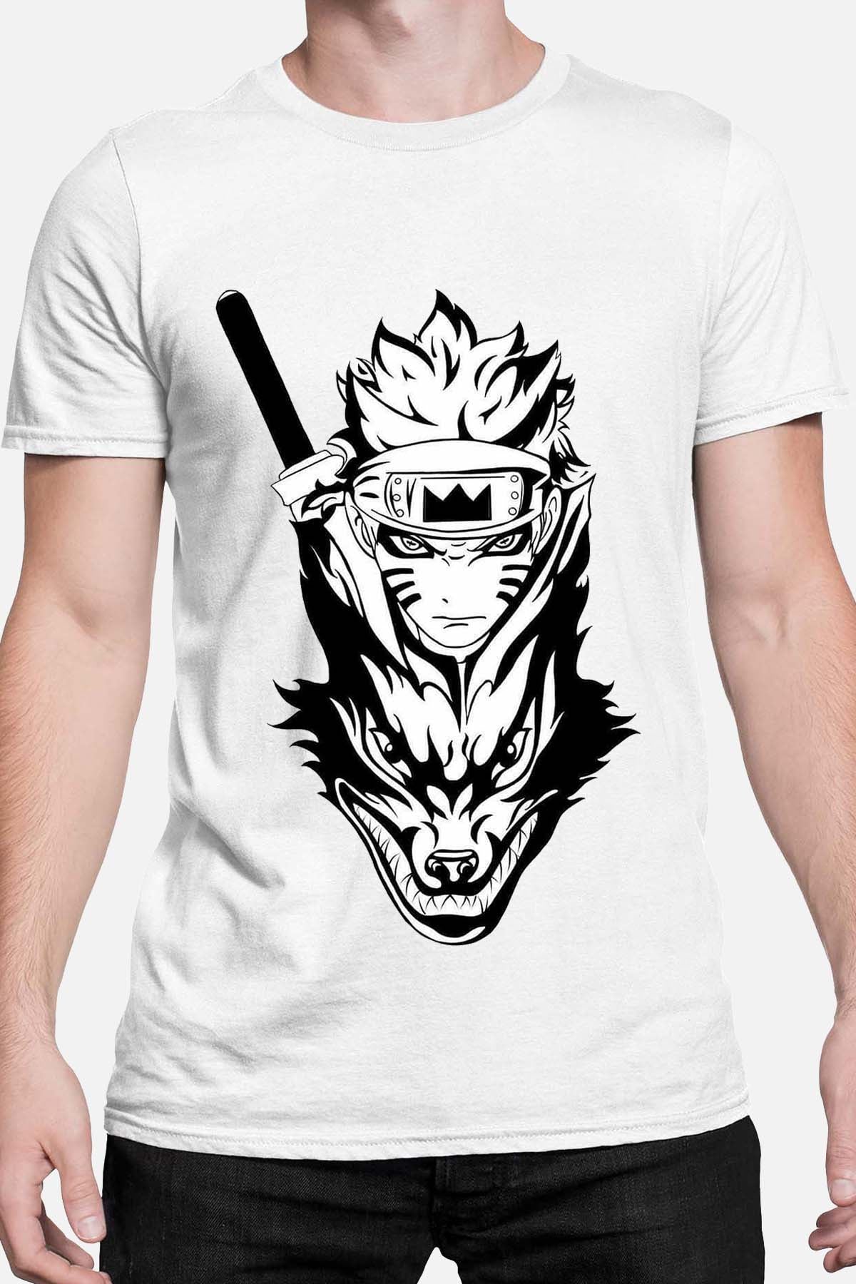 COULEUR:Blanc|T-shirt Homme | renard naruto Blanc